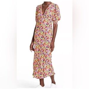 RIXO Multicolor Floral Midi Dress